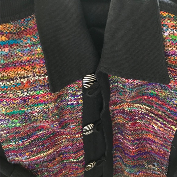 VENUS Rare Hand Made Coat/Jacket Colorful Woven Silk Art Gallery Item Perfect L - Picture 6 of 9